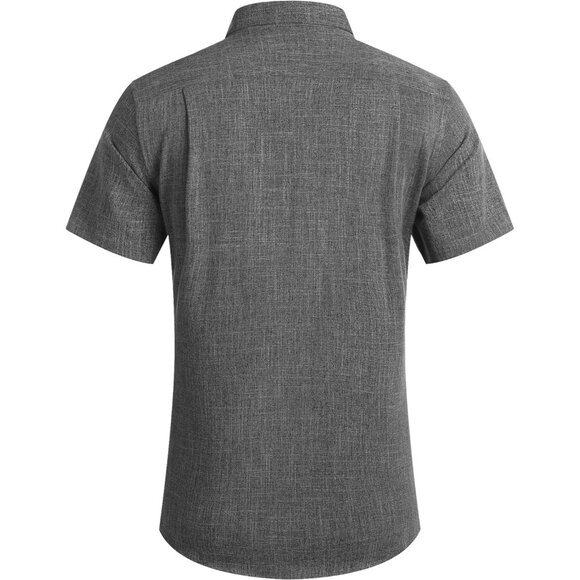Men's Linen Shirts Casual Button Down Short Sleeve Summer Beach Shirt - Picture 4 of 6
